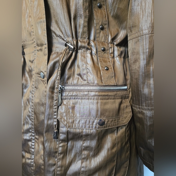 Lindi Metallic Brown Utility Military Safari Mobwife Transitional Jacket Size L - Picture 8 of 12